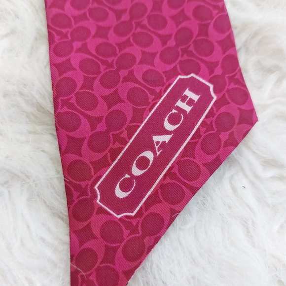 Coach Pink Buckle and Signature Pattern Silk Head Scarf - Picture 2 of 5